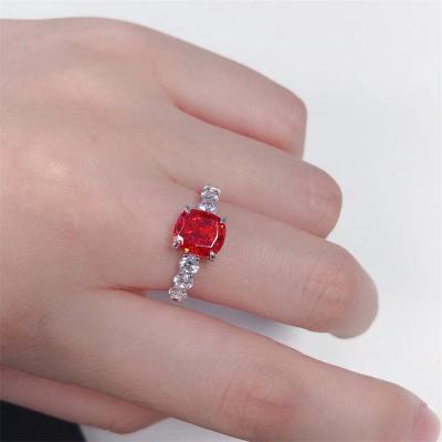 China Vintage Gold Plated Real Silver Ring Red Mossinate 2.5 Karat Ring For Women Wedding Gift for sale