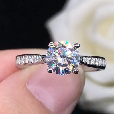 China White Gold TRENDY Diamond Test Past Excellent Cut 1 Carat D Color Moissanite Love Crown High Quality Wedding Ring For Women for sale