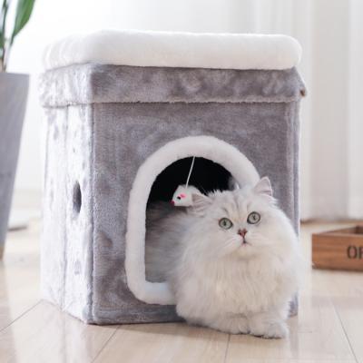 China 2021 Hot Sale Custom Made Folding Cat Bed Cuddler Bed Cushion Breathable Warm Luxury Animal Beds for sale