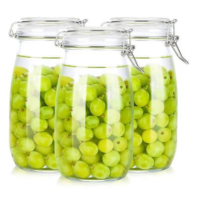 China Freshness Preservation Clear Glass Jar With Lid Glass Storage Sealing Jar With Buckle for sale