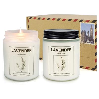 China Home Decoration Lavender Scented Candles Soy Wax Jar Candles Ladies Gifts And Decorating Home Set With Lavender Scent To Ease Stress for sale