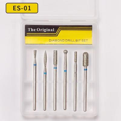 China 6 Pieces Manicure Care Factory Price New Diamond Drill Bit Set With New Package Cleaning Nail Bit Set for sale