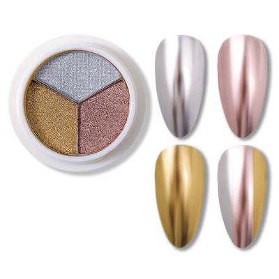 China 3colors/jar 3colors/jar Chrome Pigment Chrome Hot Sale 3 Color Jar Aurora Nail Glitter Powder Solid Nail Mirror Powder for sale