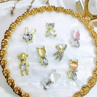 China Wholesale new bear nail art charm lace edge glass rhinestones glass gemstone nail art decoration 3d nail art decoration 3d metal crystal accessories rhinestone design rhinestone for sale