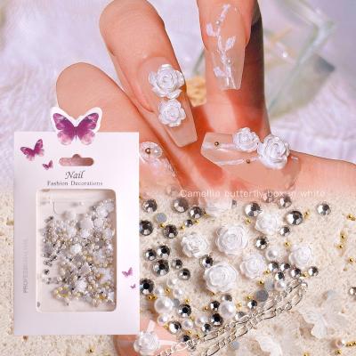 China New Arrival Beautiful Nail Art Charm Flower Nail Ornament Decoration With Paper Card Package for sale