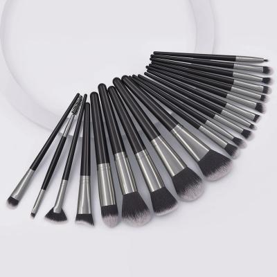 China Angular Blush Professional 20 Pcs Make Up Brush Plastic Handle Aluminum Tube Make Up Brush for sale