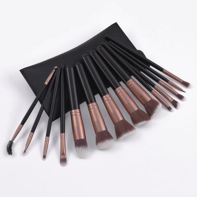 China Angular Blush Hot Sale Makeup Brush Set 14 pcs Hot Black Matte Makeup Brushes Aluminum Tube Set of Professional Makeup Brushes for sale