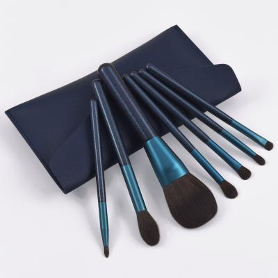 China Angular Blush New Arrival 7 Pcs Sapphire Blue Classic Makeup Brushes Face Foundation Private Label Makeup Brush Set Hot Selling Amazon for sale