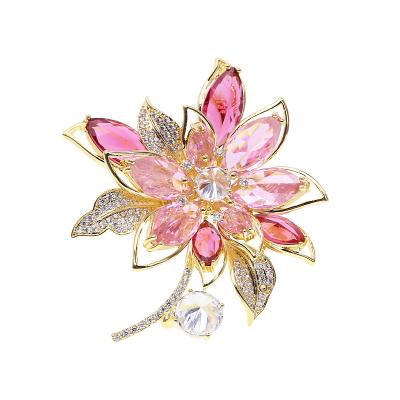 China Cute brooch High-end brooch Pin coat suit temperament fashion fashion brooch Zircon color YST flower brooch Cute buckle accessories retro for sale