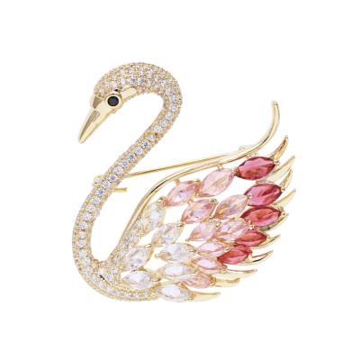 China Simple and fashionable sparkle brooch YST light luxury brooch cute elegant temperament zircon swan corsage coat brooch for sale