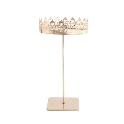 China YST Retro Modern Luxury Vertical Princess Crown Earring Display Metal Jewelry Necklace Display Stands European Rotating for sale