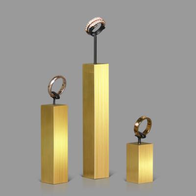 China Modern Luxury Rotating Golden Jewelry Display Earring Display Rack YST Custom Jewelry Stand Ring Metal Jewelry Display for sale