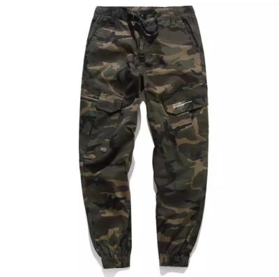 China Anti-pilling Hip Hop Fashion Elastic Waist Loose Cotton Mens Cheap Camouflage Cargo Pants for sale