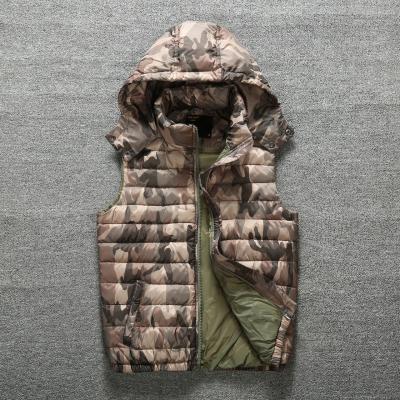 China Anti Shrink In Running Camouflage Padded Vest Fashion Warm Mens Winter Down Vest Coat for sale