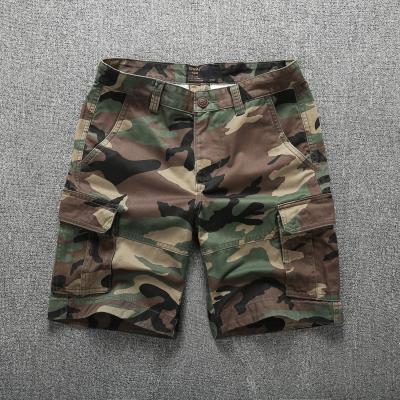 China Cotton Viable Casual Elastic Waist Knee Pocket Mens Cargo Shorts Summer Bermudas Military Shorts for sale