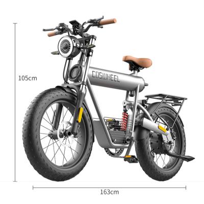 China High Quality Mountain Electric Motorcycle Coswheel T20R Ebike 20 Inch Ebike 110-70-17/140-70-17 Full Suspension 1000W for sale