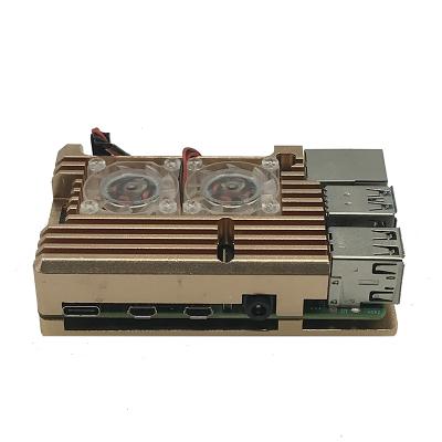 China Raspberry pi 4 aluminum case Raspberry pi 4 B Hot sale golden models with fan from factory for sale