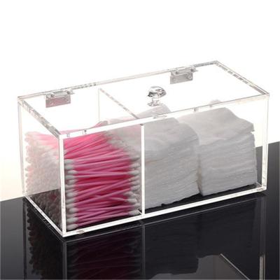 China Factory Direct Selling Cotton Clear Acrylic Cosmetic Makeup Organizer Acrylic Cotton Box for sale