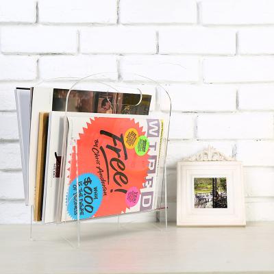 China Acrylic Chinese Factory Magazine Stand Magazine Holder Acrylic Shelf Rack With Custom Logo for sale