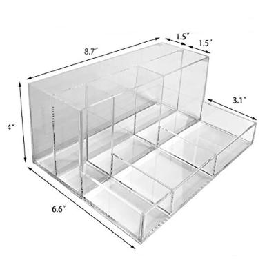 China Acrylic Make Up Organizer New Design OEM Transparent Two Tier Acrylic Boxes Luxury Rack for sale