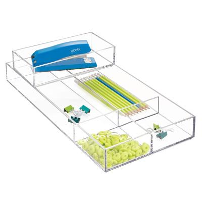 China Acrylic Make Up Plastic Clear Tray Rectangle Shape Premium Quality Lucite Trays Sturdy Acrylic Tray Holder for sale