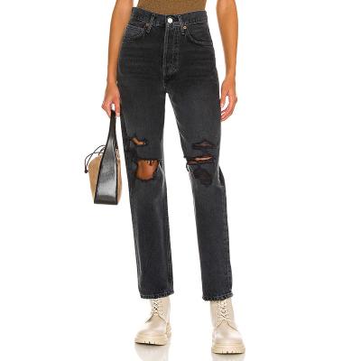 China Anti-Wrinkle Factory Wholesale Custom Designer Ripped Jeans Slim New Fashion Womens Jeans Pants for sale