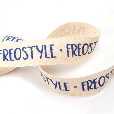 China Viable Wholesale Design Brand Logo Labels Tape Organic Cotton Custom Printed Ribbon for sale