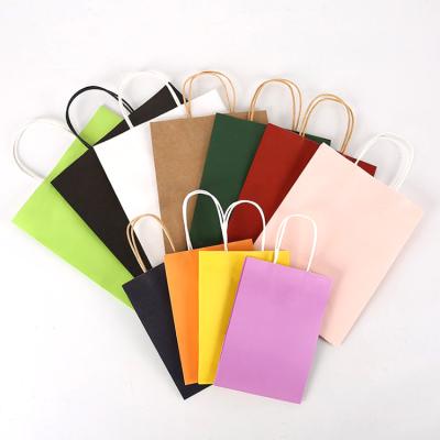 China Recyclable Wholesale Cheap Recycled Grocery Packaging Brown Kraft Paper Bag With Handles for sale