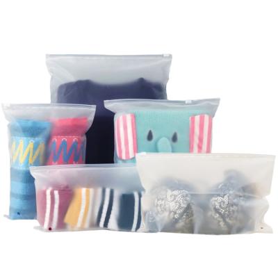 China Custom Logo BIODEGRADABLE Clear Matte Socks Plastic Ziplock Bag, Underwear Zipper Bikini Swimwear Tote Bag for sale