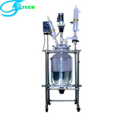 中国 10l 20l 50l chemical laboratory vacuum stirring distillation glass reactor 販売のため