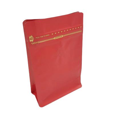 China Plastic Barrier Flat Bottom Red White Colored Plastic Stand Up Pouch Bag With Zipper Coffee Bag for sale