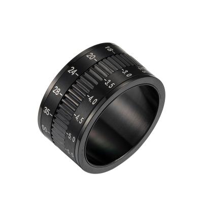 China Other 316L Rotating Ornament 12MM Stainless Steel Camera Lens Rings Decompression Jewelry Men Rings Calibration Ring Gift for sale