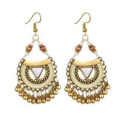 China Tourism Ethnic Bohemia Ethnic Memorial Ornament Jewelry Geometric Alloy Beaded Indian Dangle Earrings Stud Earrings for sale