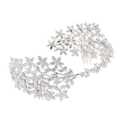 China Trendy Platinum Plated Zircon Tiaras Women Bridal Hair Accessories Wedding Crown Headpiece In Hair Jewelry Headband As Headbands Gift for sale