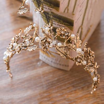 China Bridal Tiara Crown Headpiece Wedding Headband Tiara Crystal Handmade Hair Band Jewelry Bridal Hair Pearl Jewelry for sale