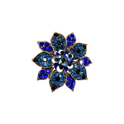 China Europe and America Colored Rhinestone Flower Brooch Plated Color Clothing Accessories Gemstone Brooch Pin For Women for sale