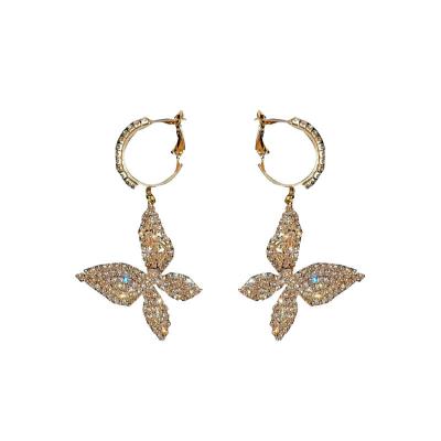 China 925 Hollow- FASHIONABLE Butterfly Rhinestone Drop Earrings For Silver Fashionable Personality Stud Earring Needle Ears for sale