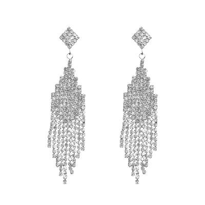 China 2021 Silver Women's Office/Career Fashion Ear Stud Personality 925 Needle Rhinestone Rhinestone Ear Drop Earrings for sale