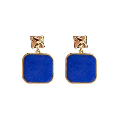 China Fashion 925 silver klein stud circle earrings TRENDY needle charm earrings blue flocking earrings women for sale