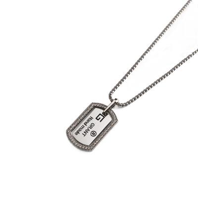 China Hiphop Titanium Steel Mens Hip Hop Accessories Stainless Steel Sweater Long Chain Letter Pendant Movable Necklace for sale