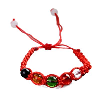 China Red rope romantic pure manual woven jewelry five elements transfer bead ornaments bless peace couples bracelet for sale