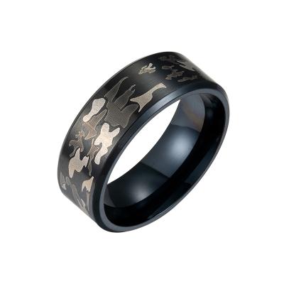 China FASHIONABLE Europe and the United States Three-color Ring Camouflage Men Rings Military Fans Jewelry Stainless Steel Titanium Steel Rings for sale