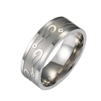 China Others Stainless Steel Jewelry Couples Rings Fashionable Fish Hook Pattern Men's Ring for sale