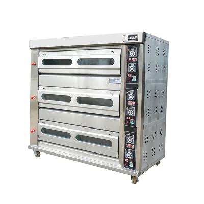 China Sourcing Commercial Industrial Baking Equipment 2 Oven Hotel Restaurant Bakery Equipment 3 Deck Gas Pizza Oven for sale