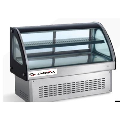 China Single-temperature Double Layer Commercial Glass Clear Bakery Refrigerated Cake Display Showcase Counter for sale