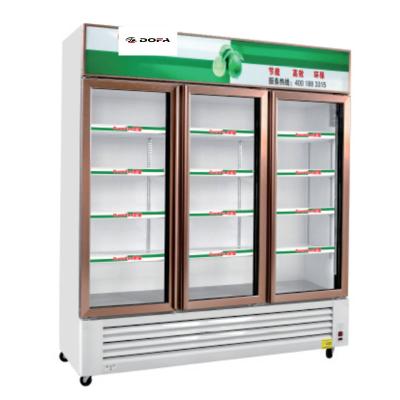 China Single-temperature Glass Double Door Beverage Fruit Cold Display Fridge Refrigerator / Commercial Used Display Refrigerators for sale