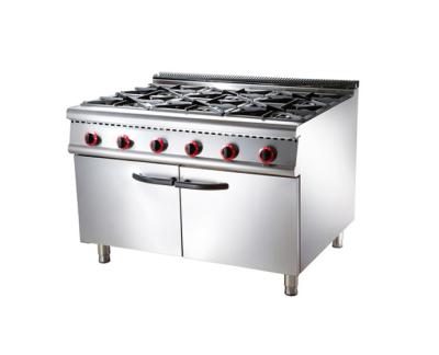 China Commercial Restaurant Wholesale Price Hotel Restaurant Equipment 4 Burner Gas Stove With Oven& Lava Rock Grill for sale