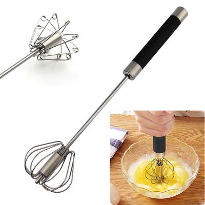 China Mini Handheld Stainless Steel Egg Beater / Viable Metal Wire Beater With Ball for sale