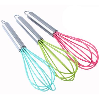 China Viable manual colored silicone and 430 stainless steel egg beater/beater for sale