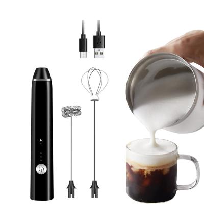 China Sustainable Mini Automatic Handheld USB Rechargeable Frother Maker or Electric Milk Frother with 2 Heads for sale